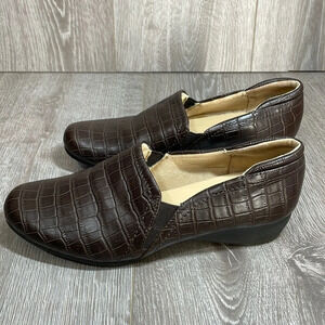 LifeStride Simply Comfort Daphne Slip On Brown Croc Embossed 7W